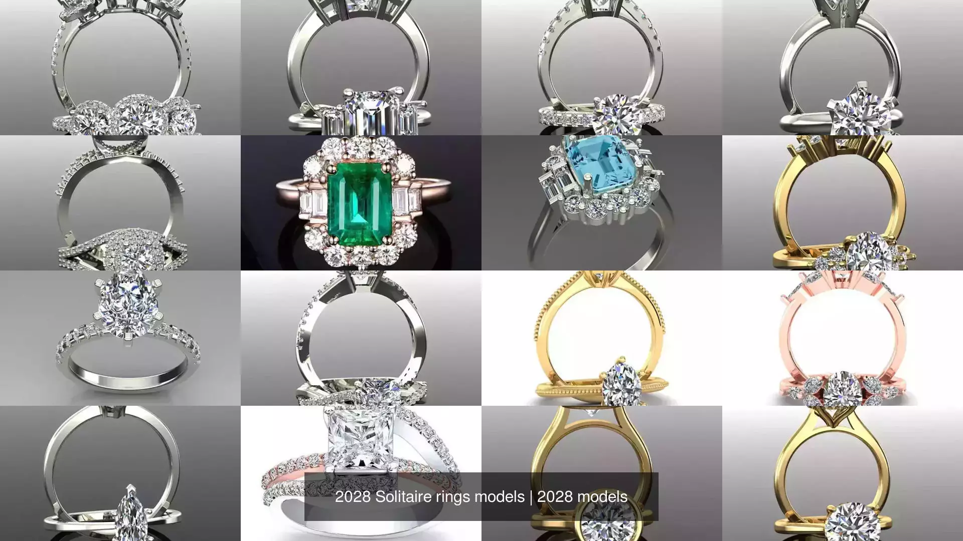 2028 Solitaire rings models 3D Model Collection_14