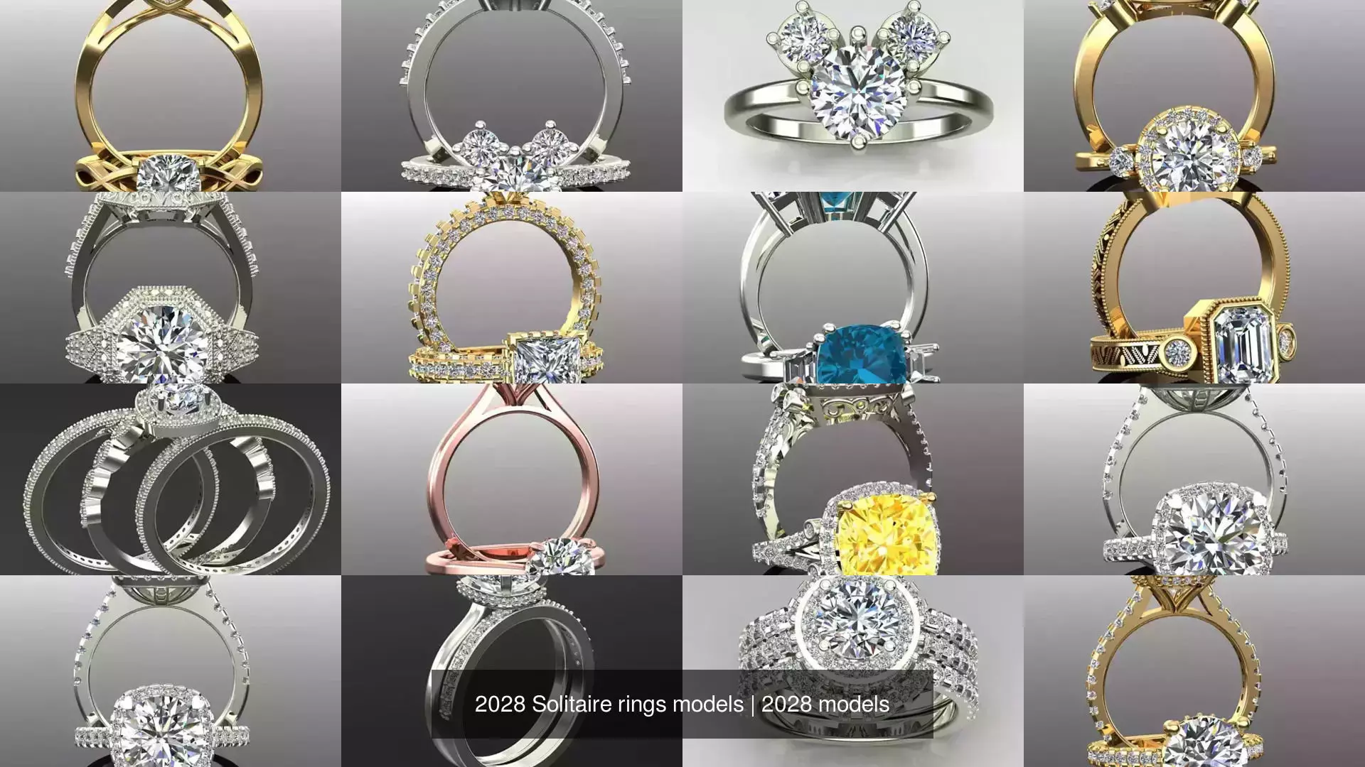 2028 Solitaire rings models 3D Model Collection_377