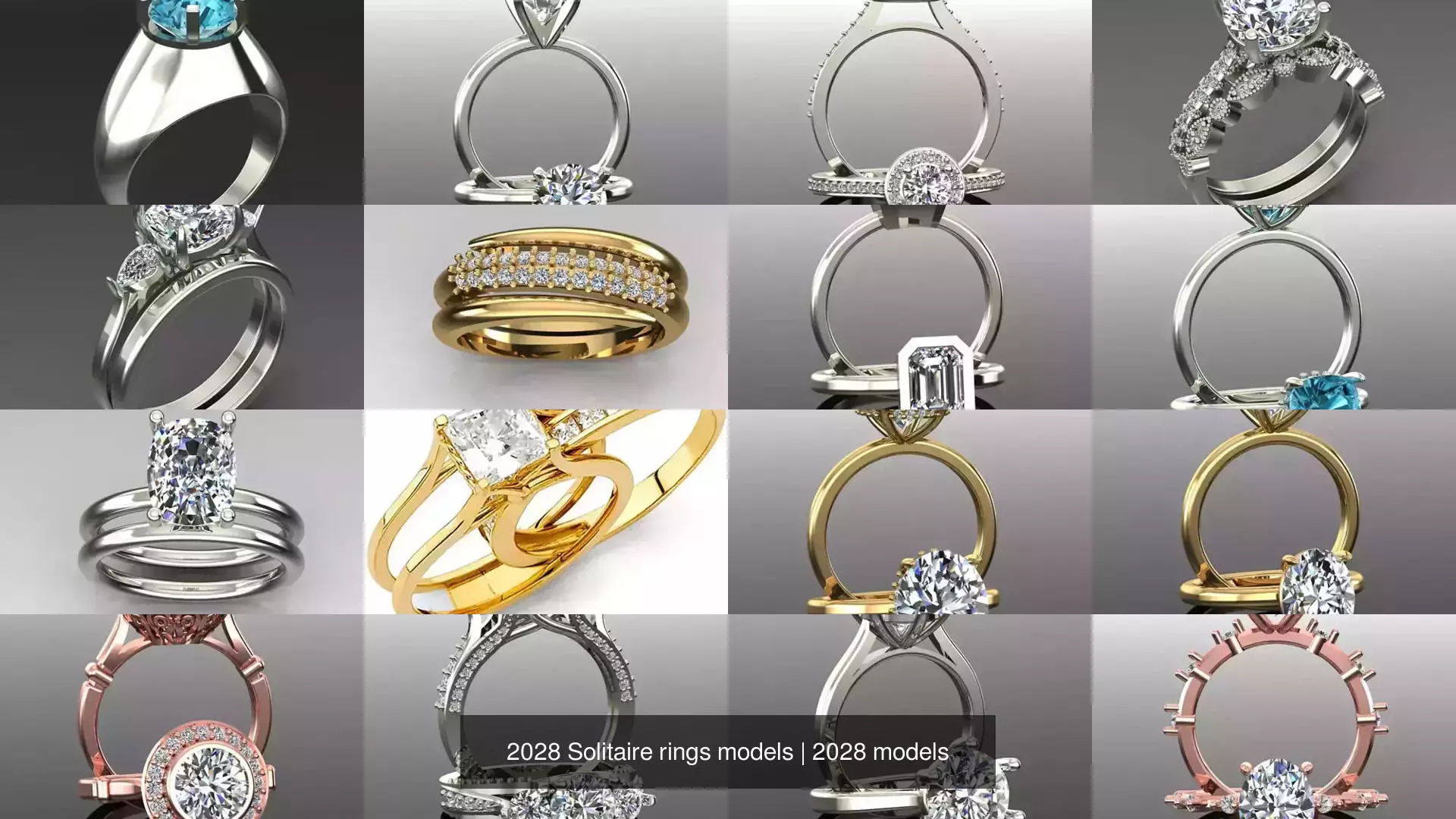 2028 Solitaire rings models 3D Model Collection_17
