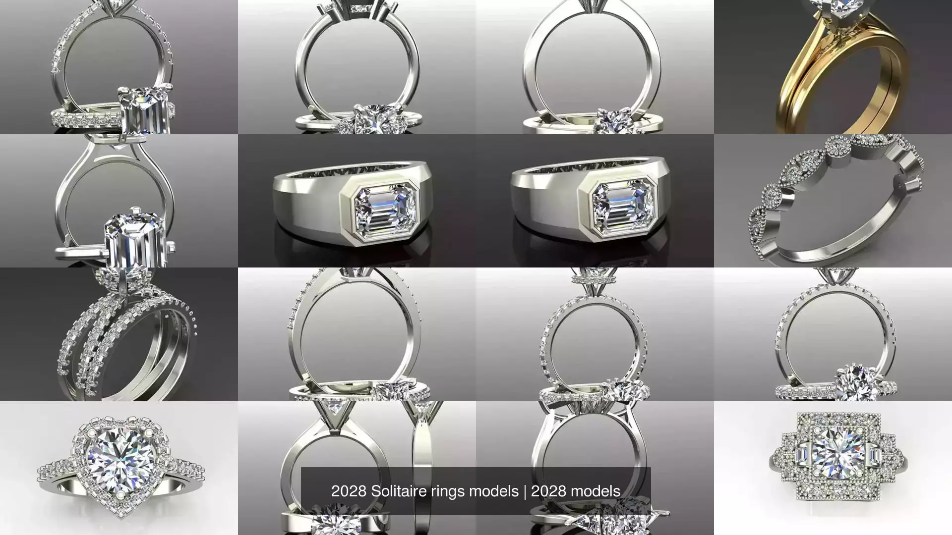 2028 Solitaire rings models 3D Model Collection_4