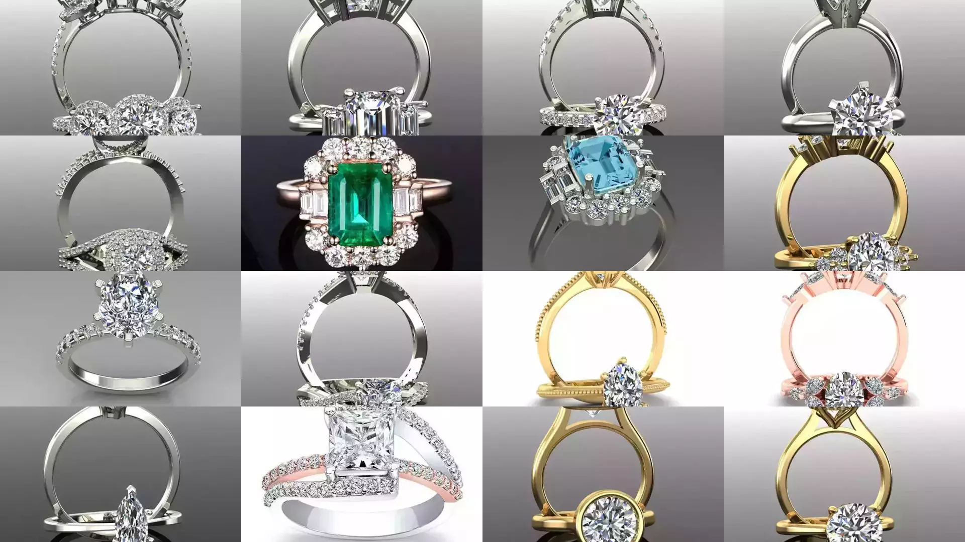 2028 Solitaire rings models 3D Model Collection_38