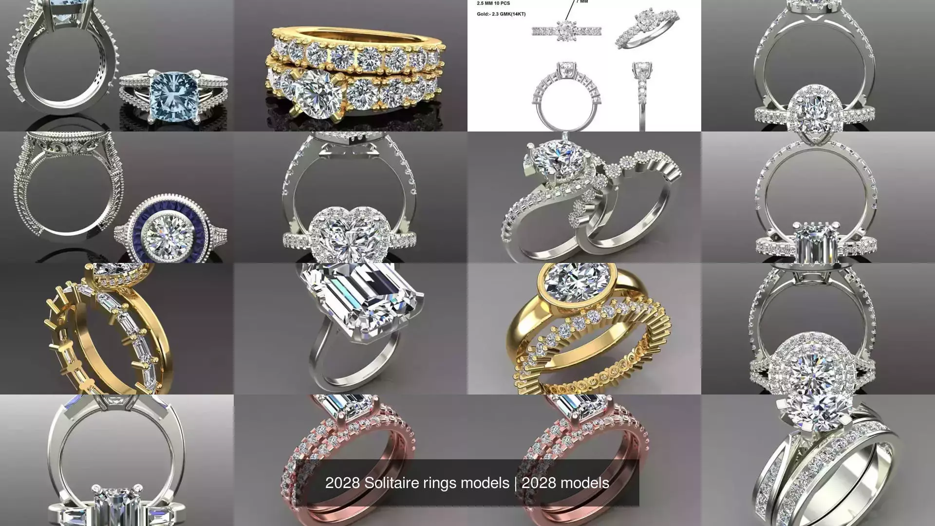 2028 Solitaire rings models 3D Model Collection_290