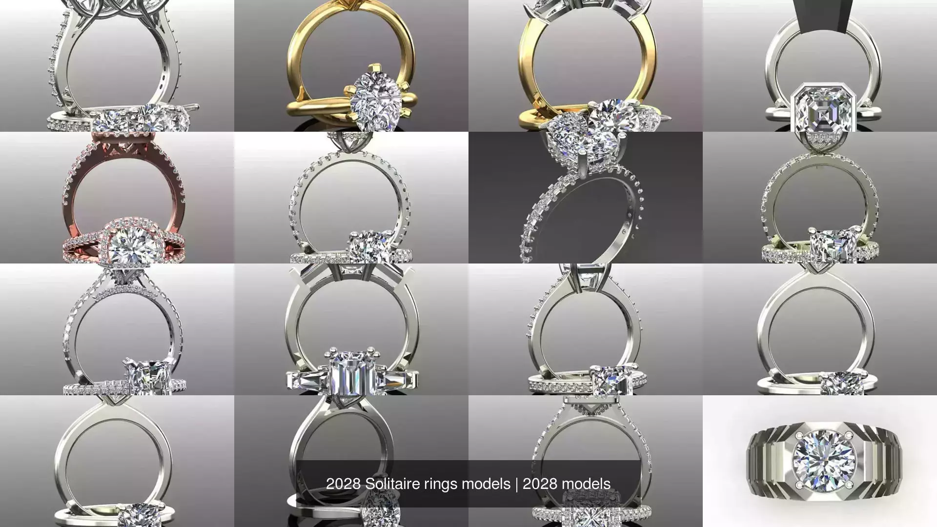 2028 Solitaire rings models 3D Model Collection_398