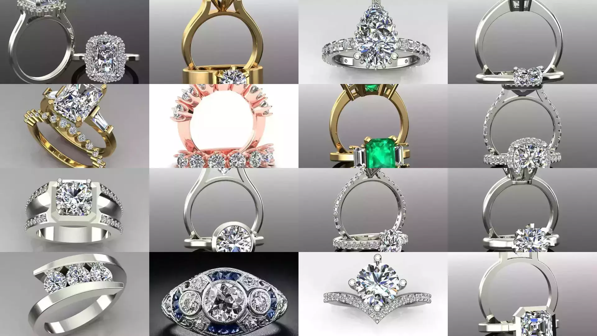 2028 Solitaire rings models 3D Model Collection_30