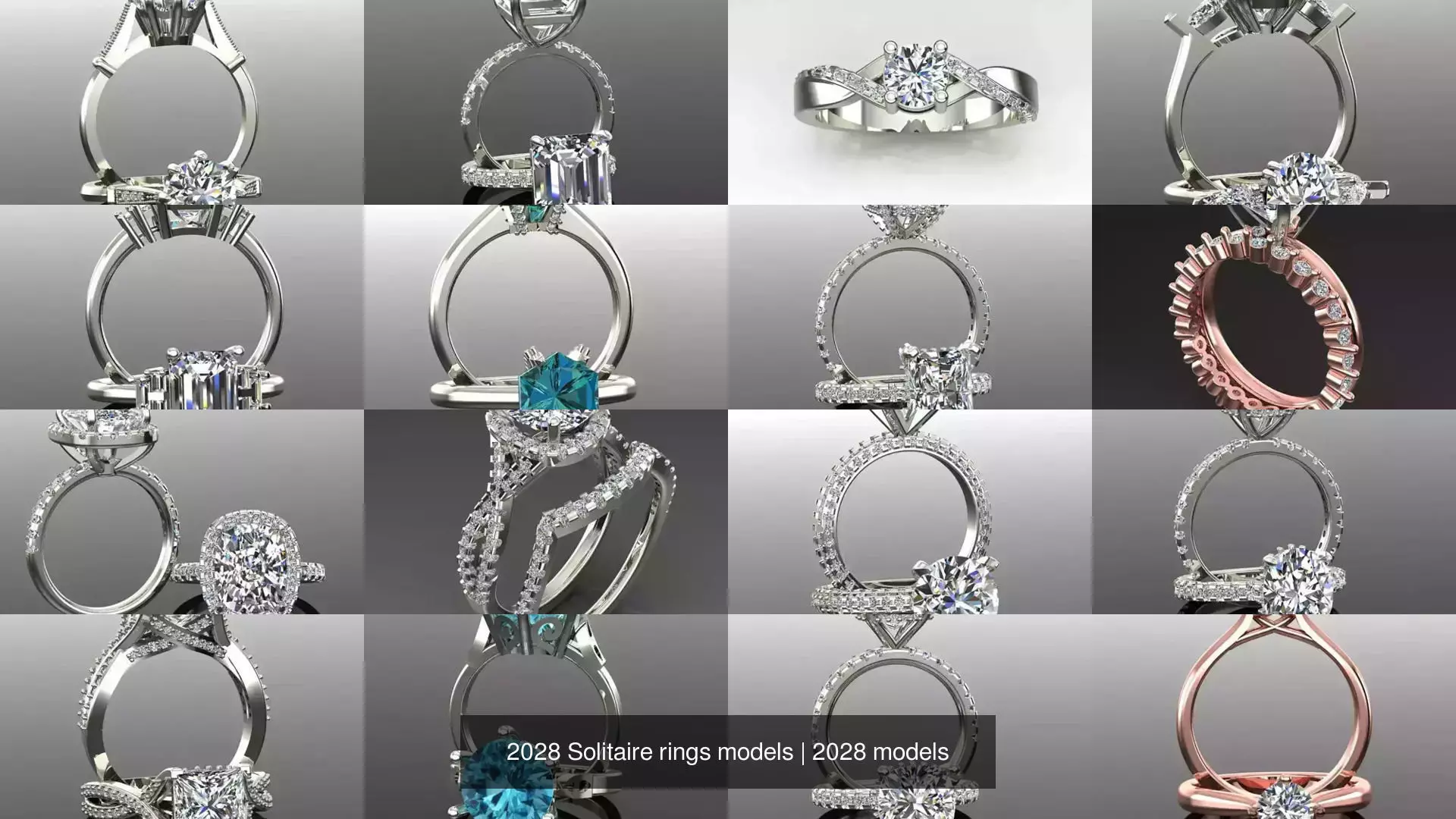 2028 Solitaire rings models 3D Model Collection_3