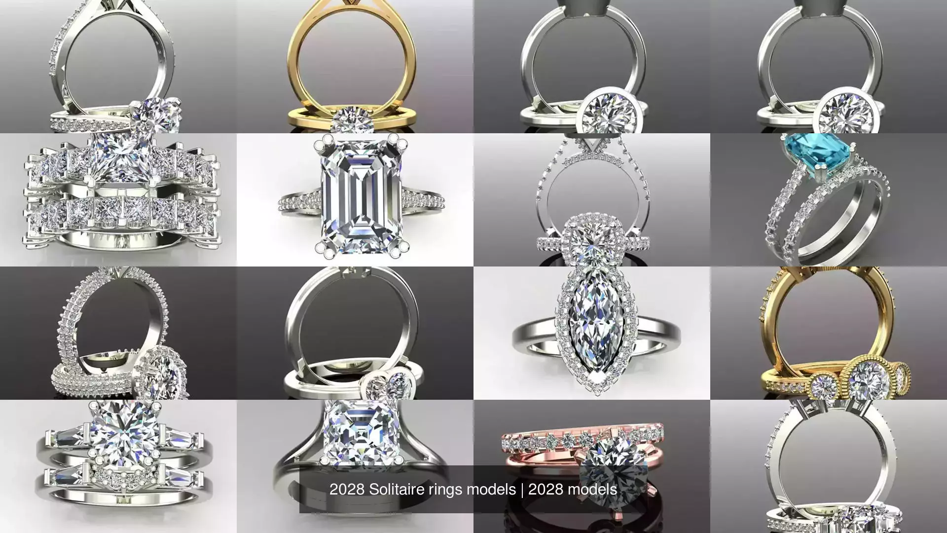 2028 Solitaire rings models 3D Model Collection_350