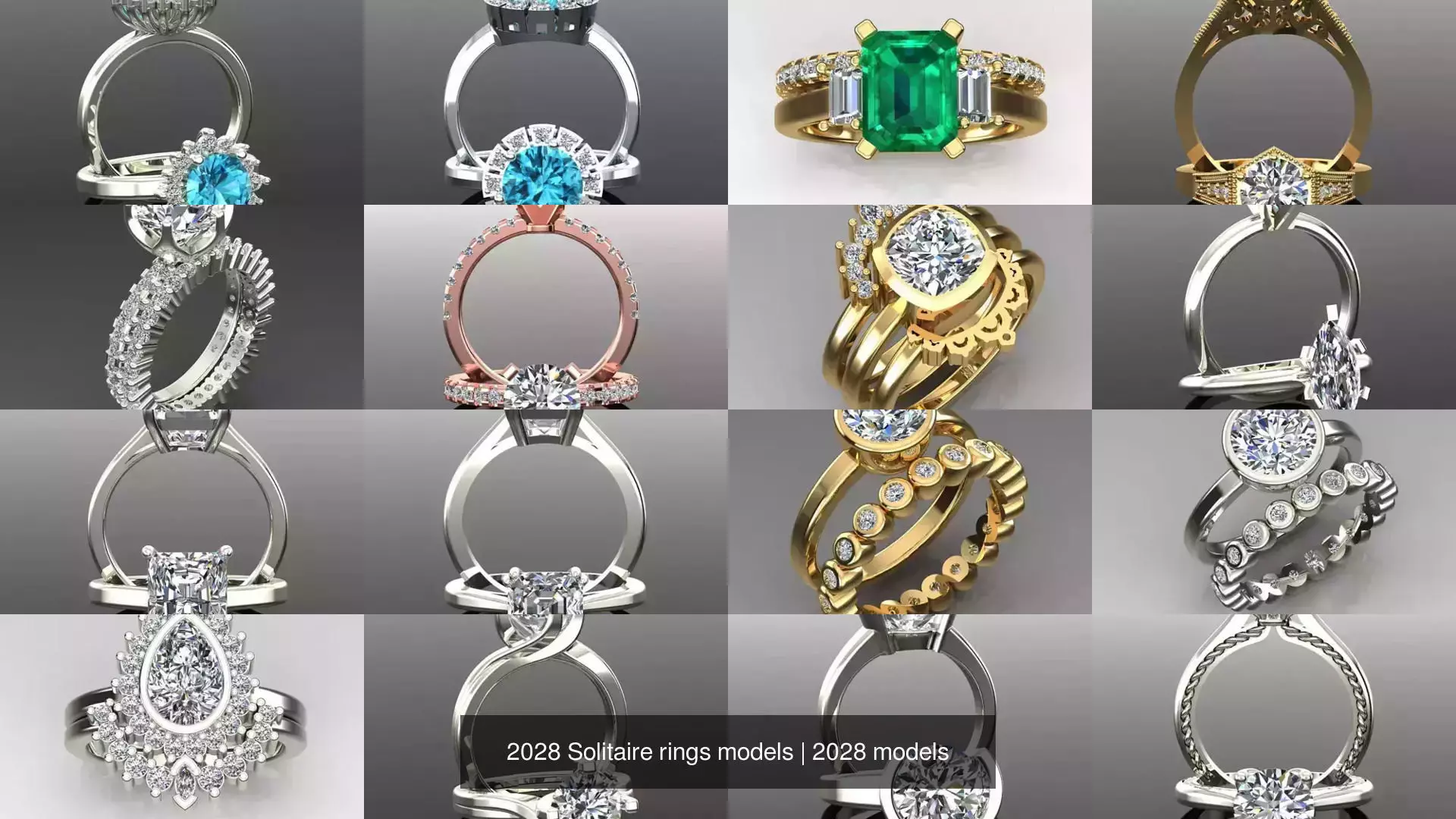 2028 Solitaire rings models 3D Model Collection_268