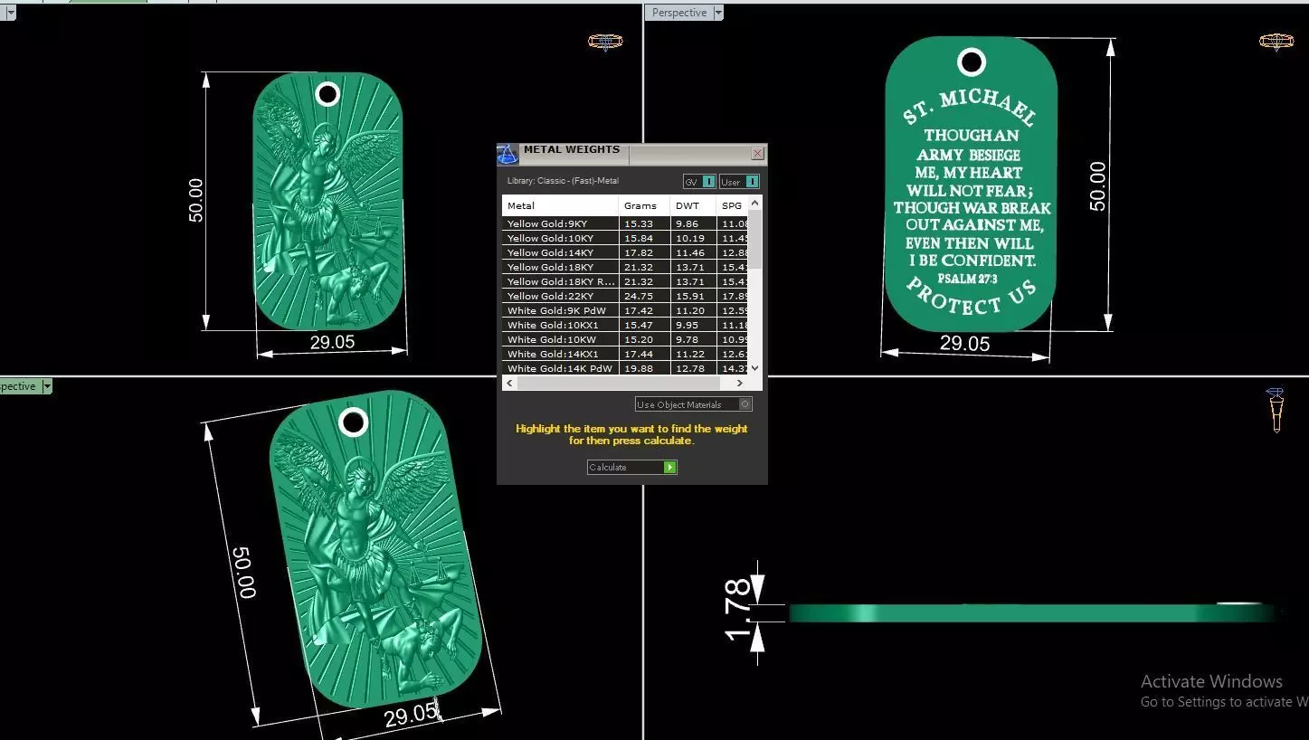 St Michael Pendant 3D print model_4