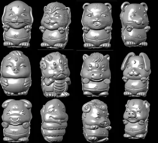 Ancient Chinese 12 Zodiac Animal Constellation Model