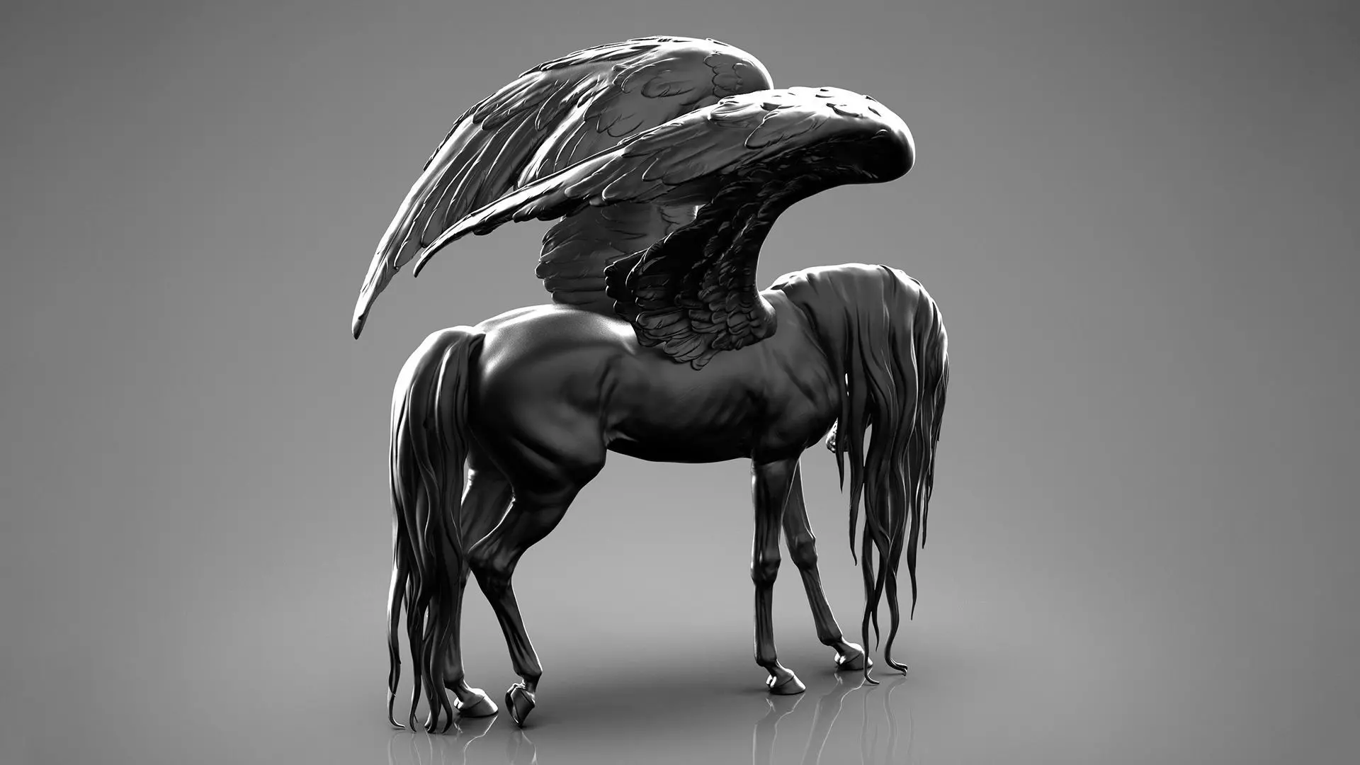 Pegasus - 3D Sculpting - High Poly  3D print model_8