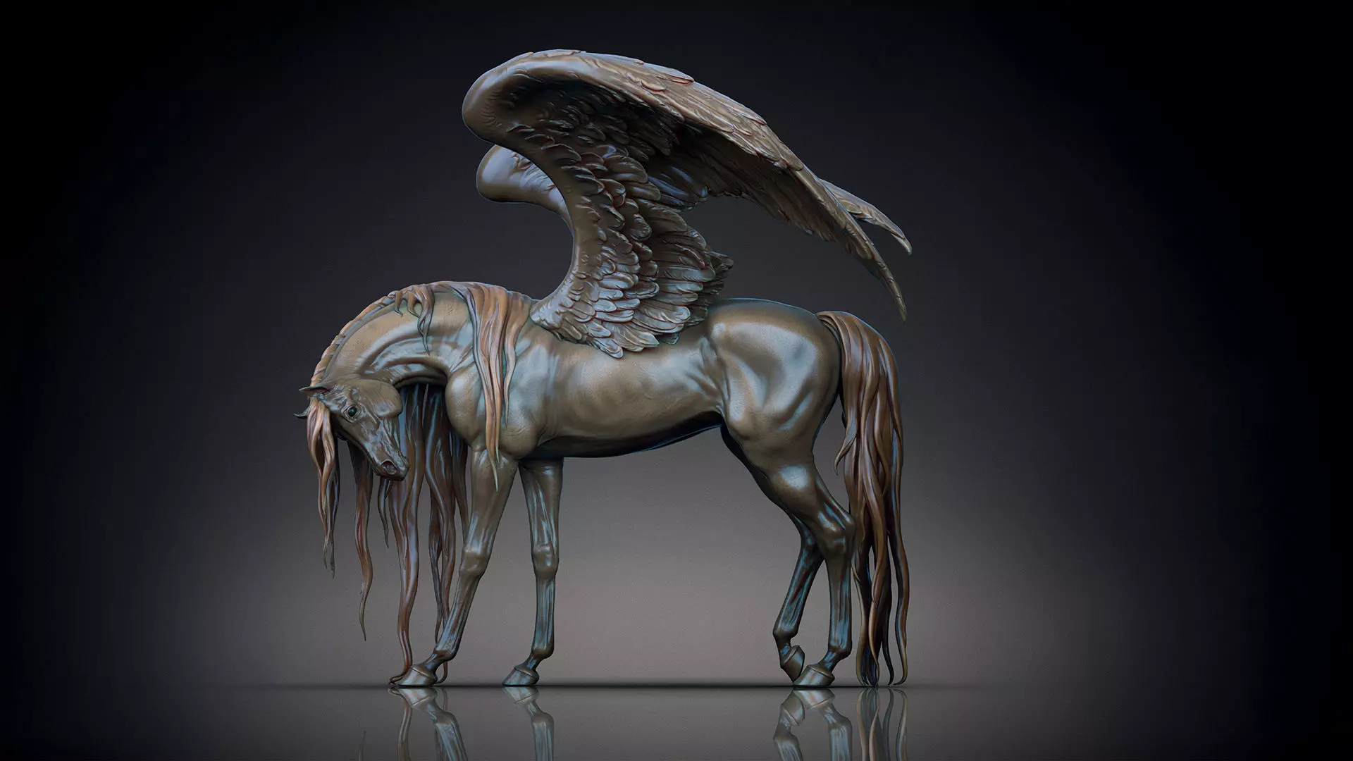 Pegasus - 3D Sculpting - High Poly  3D print model_10
