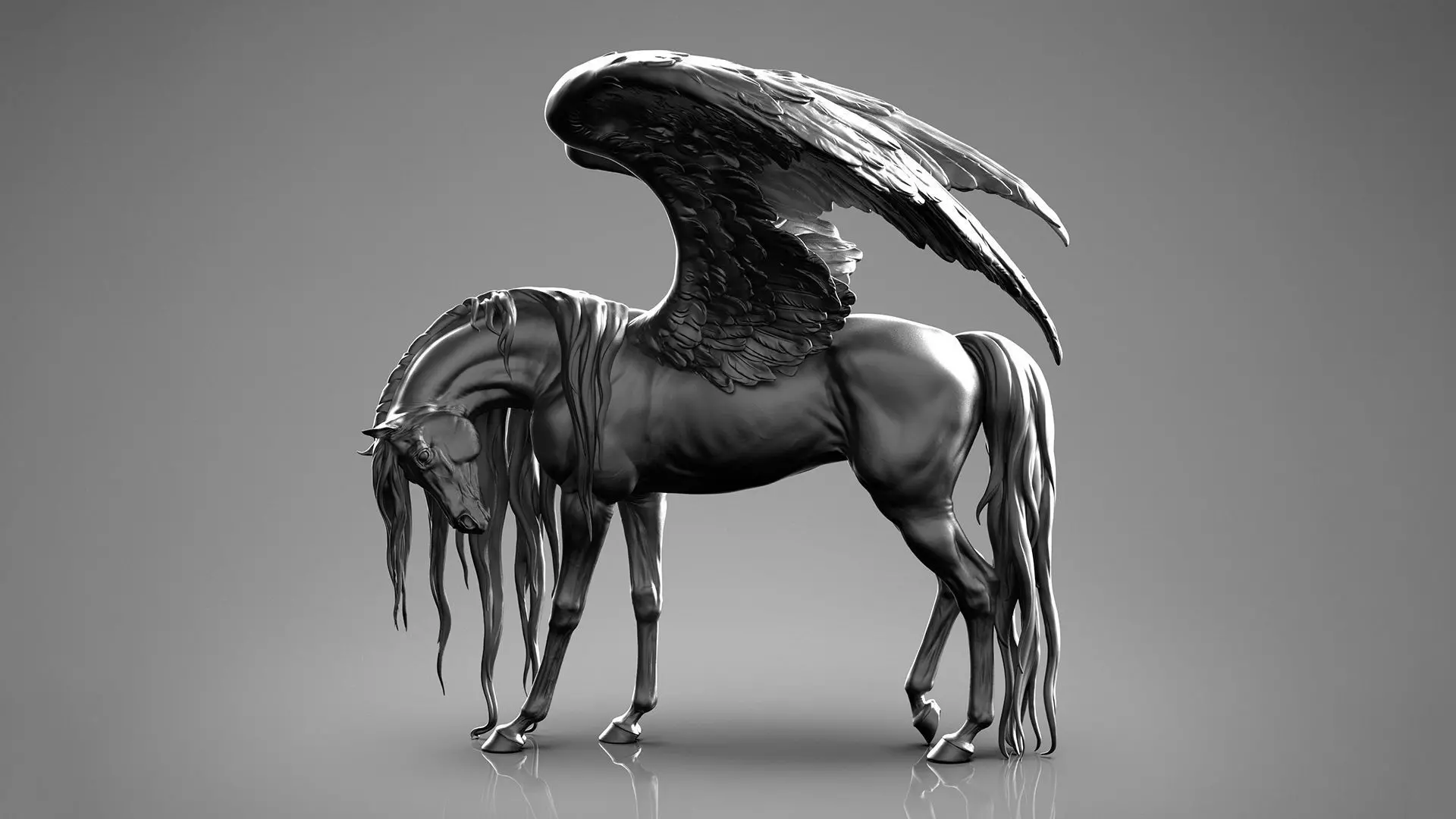Pegasus - 3D Sculpting - High Poly  3D print model_7
