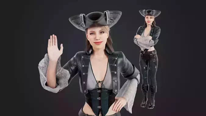 Female Pirates Low-poly 3D model
