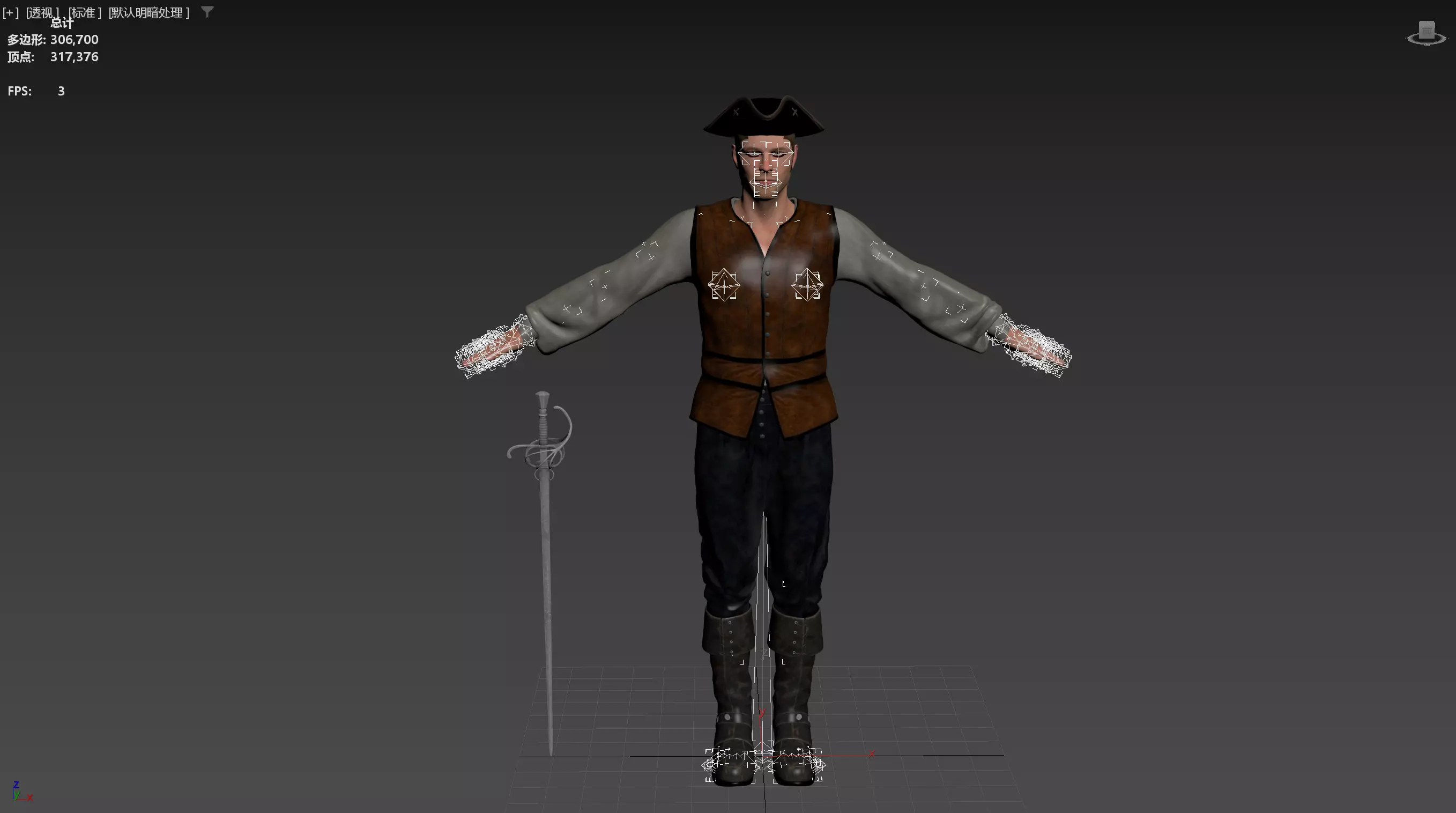 Pirate Low-poly 3D model_26