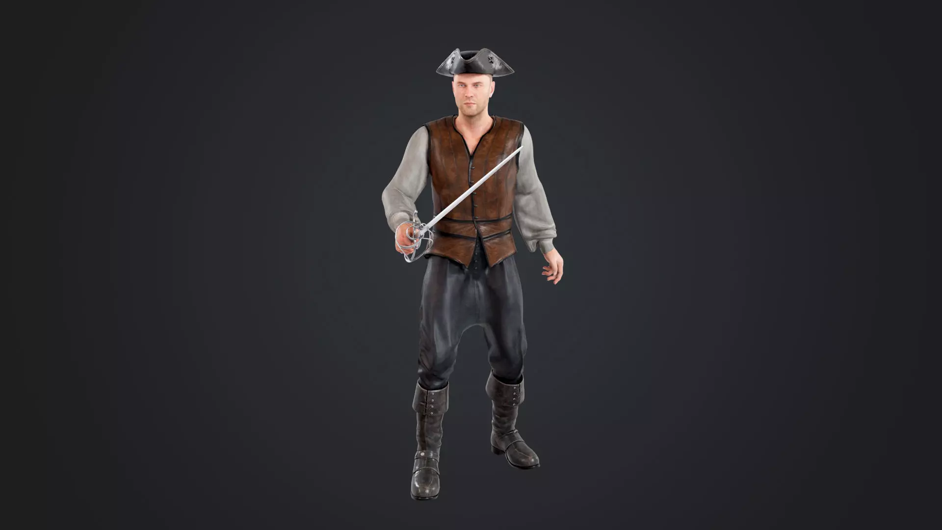 Pirate Low-poly 3D model_2