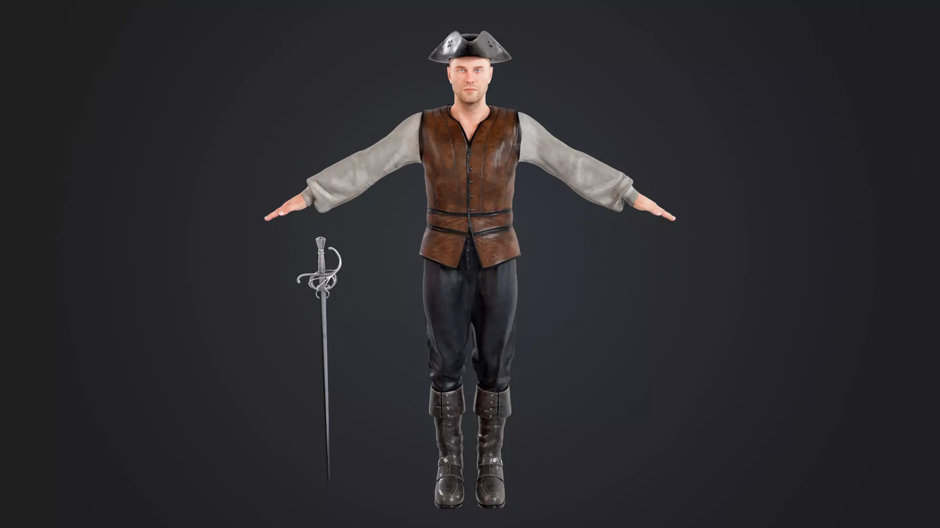 Pirate Low-poly 3D model_3