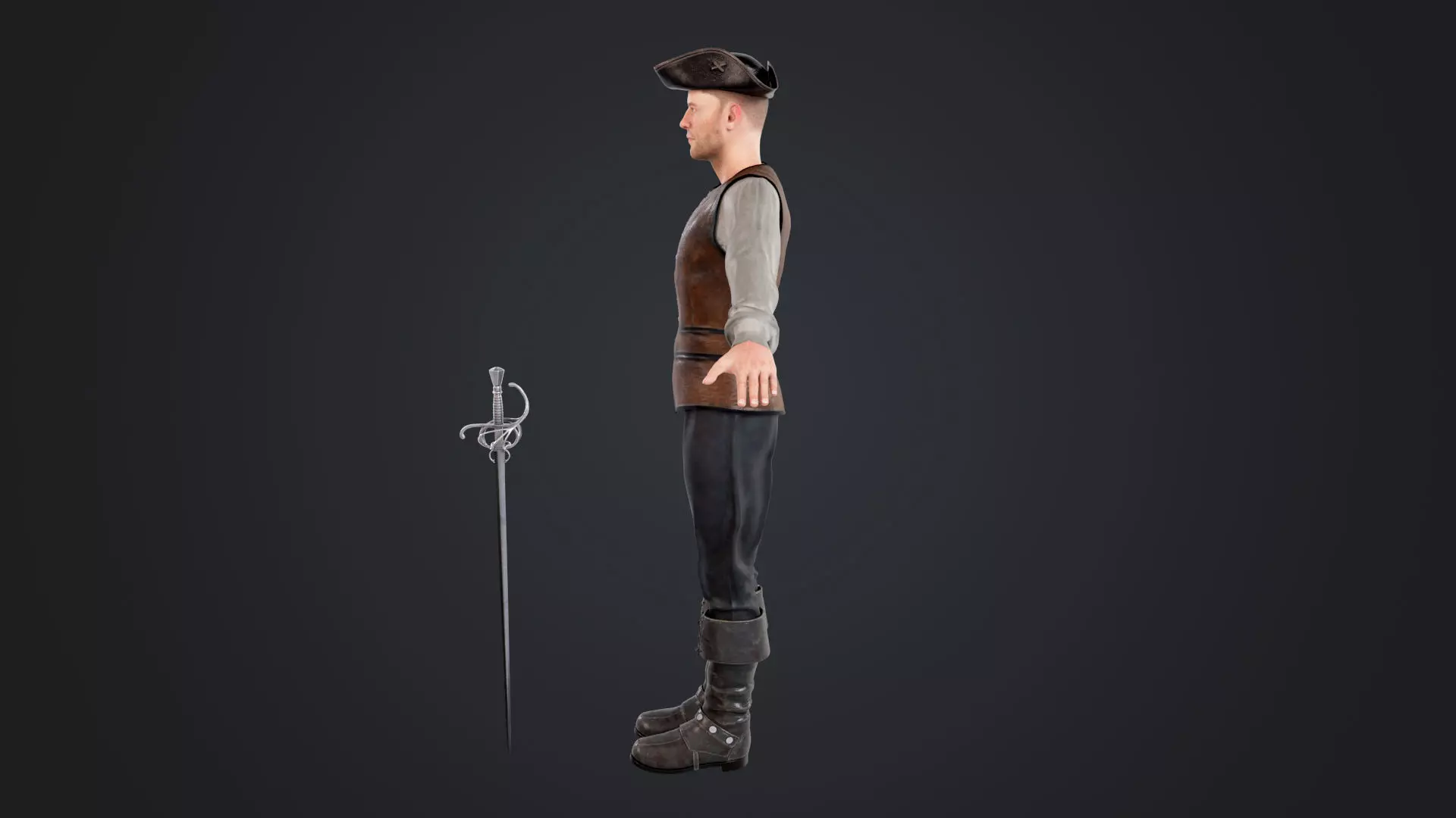 Pirate Low-poly 3D model_5