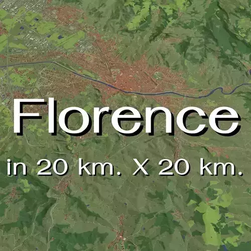 Florence Italy in 20 km x 20 km - city and urban