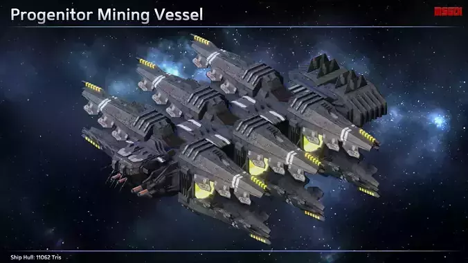 Spaceship Progenitor Resource Ships Low-poly 3D model