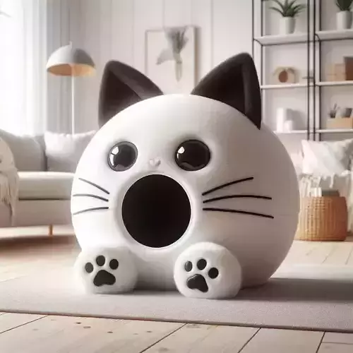 Cat Decor Sculpture with Open Mouth