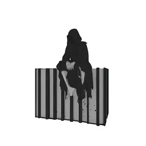 Girl Sitting on Book 3D Model