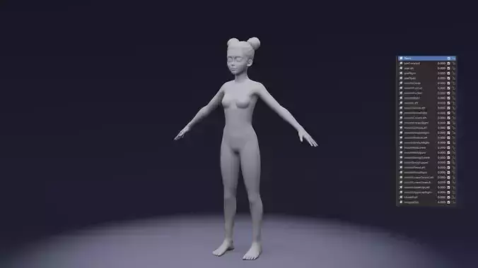 Stylized Girl Body Base Mesh IK FK Face Rig Game Animation Ready Low-poly 3D model
