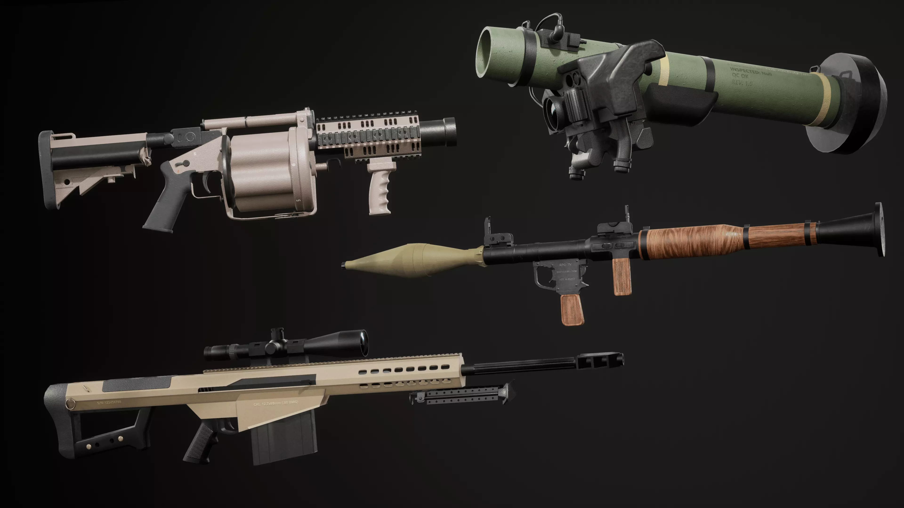 Heavy Weapon Gun Pack  Low-poly 3D model_2