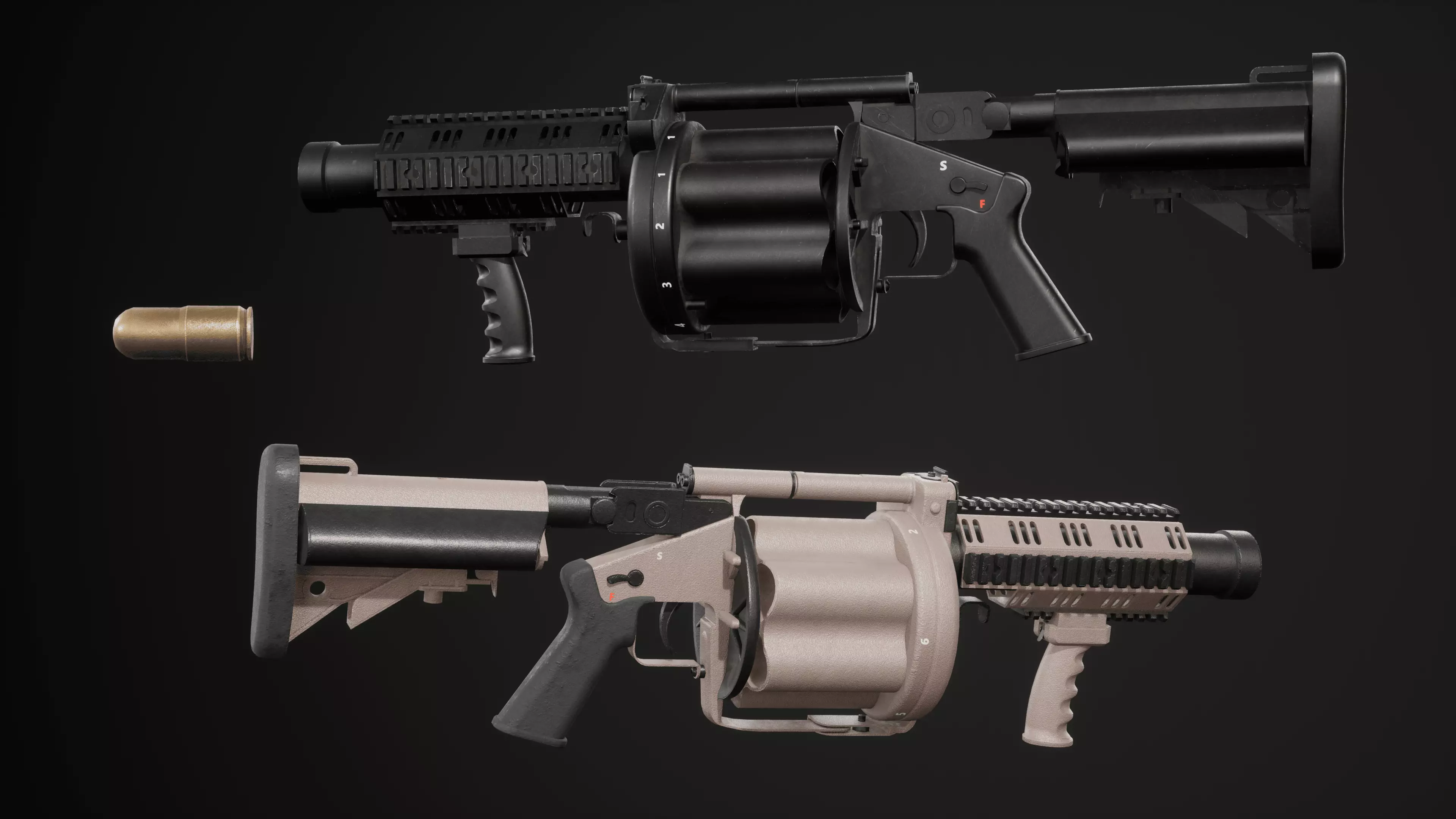 Heavy Weapon Gun Pack  Low-poly 3D model_6
