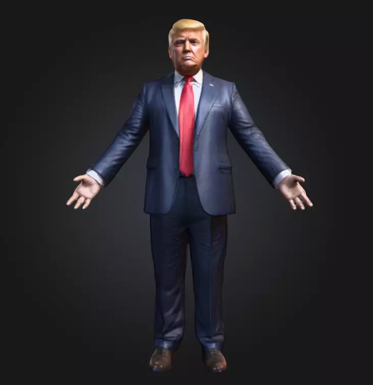 Realistic symmetrical Donald Trump Low-poly 3D model_0