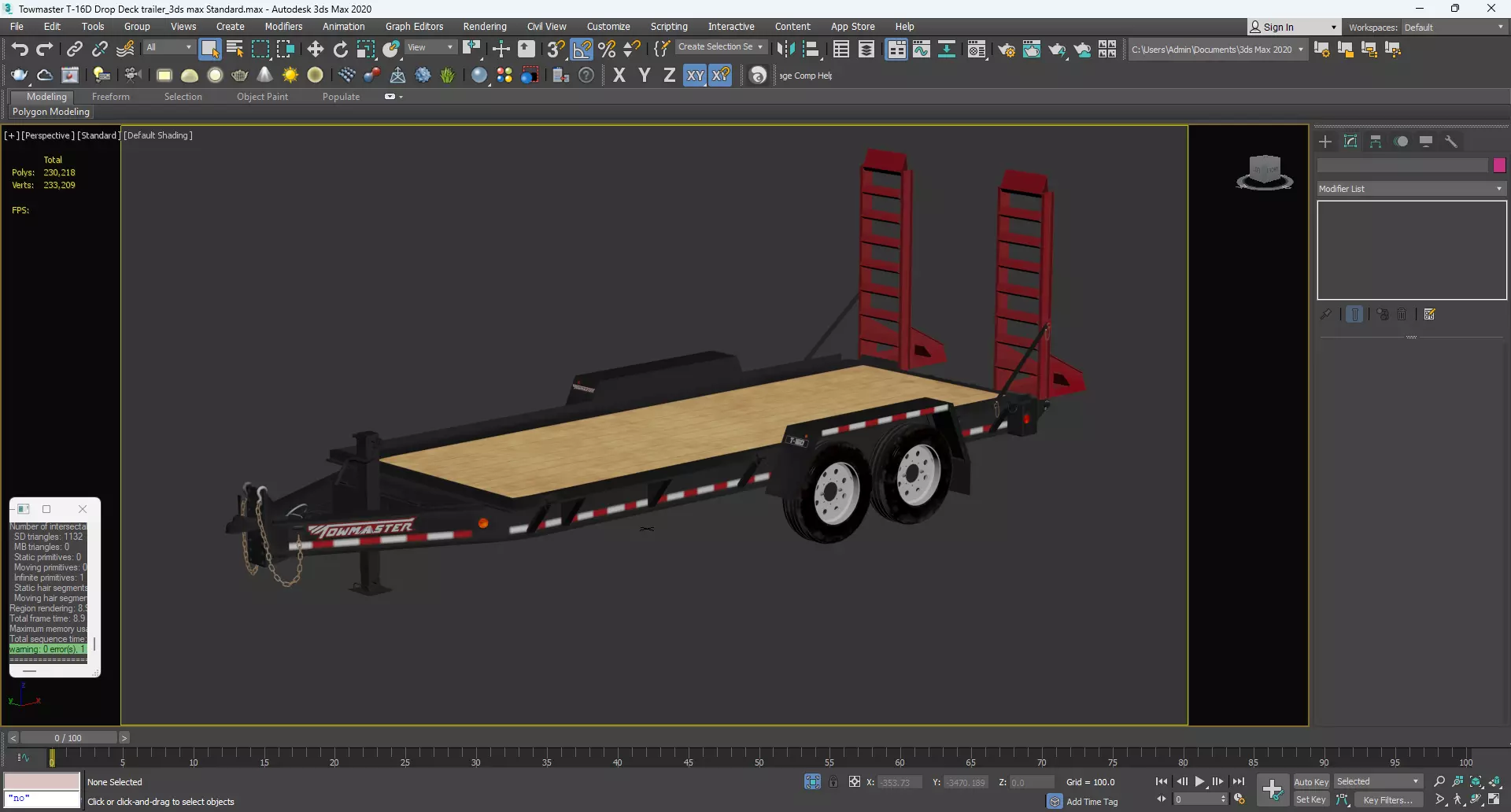 Towmaster T-16D Drop Deck trailer 3D model_12
