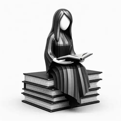Girl Sitting on Books 3D Model