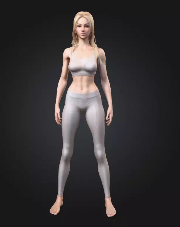 Realistic Slim Female Character Low-poly 3D model_0