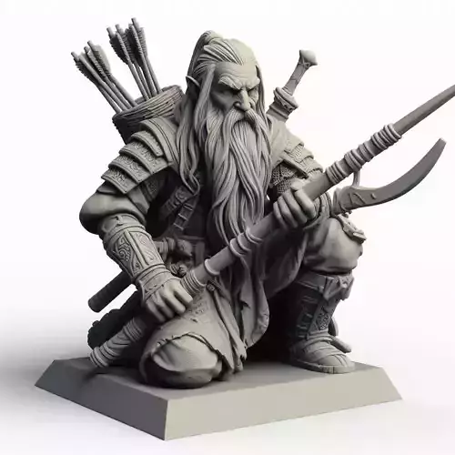 Old Man Warrior Showpiece 3D Printable Legendary Fighter Statue