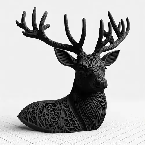 Elegant Deer with Horns 3D Printable Decorative Showpiece Statue