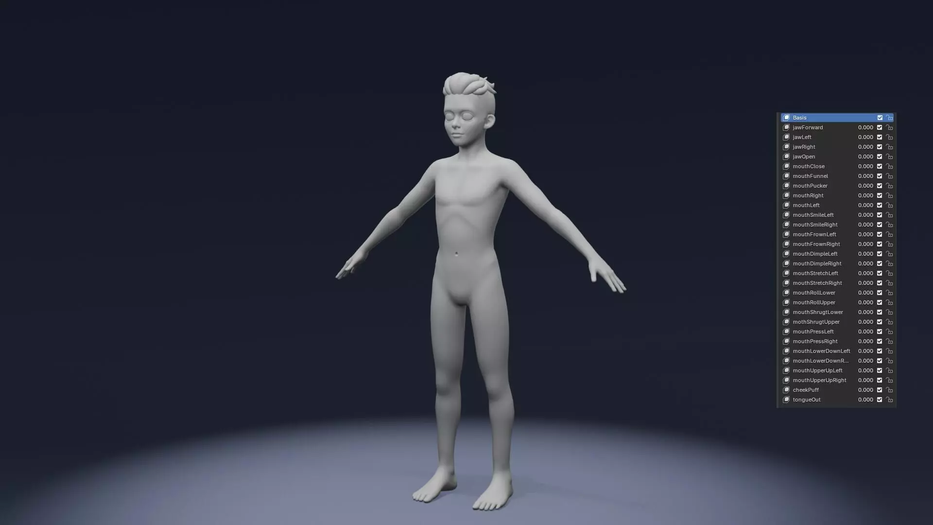 Stylized Human Body Base Mesh IK FK Face Rig Animation Ready Low-poly 3D model_57