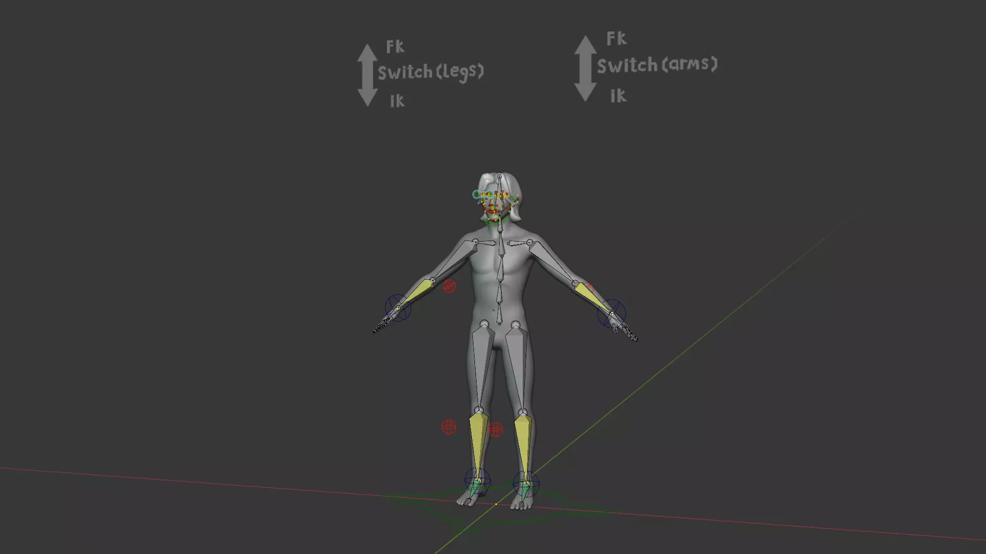 Stylized Human Body Base Mesh IK FK Face Rig Animation Ready Low-poly 3D model_32