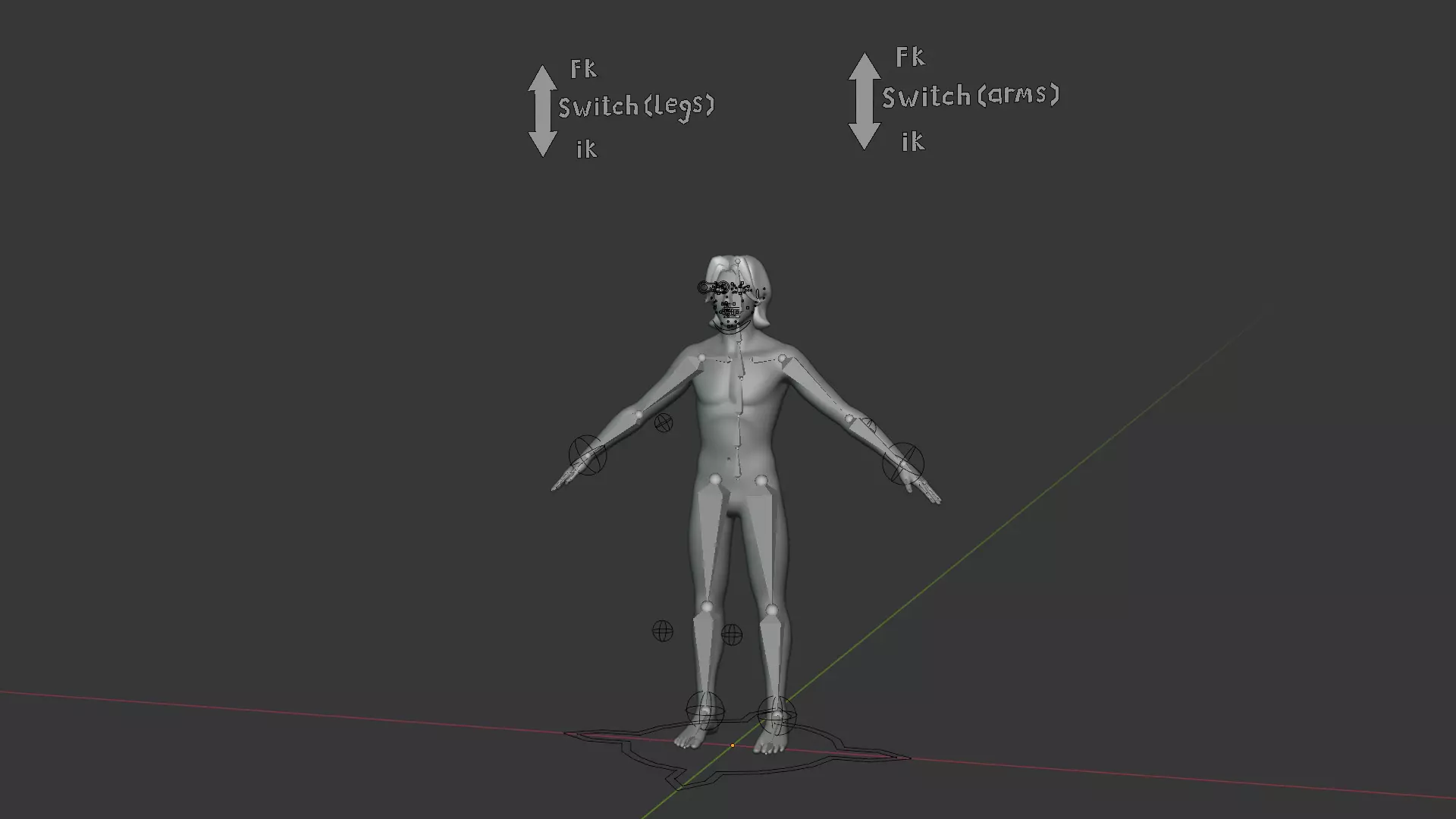 Stylized Human Body Base Mesh IK FK Face Rig Animation Ready Low-poly 3D model_31