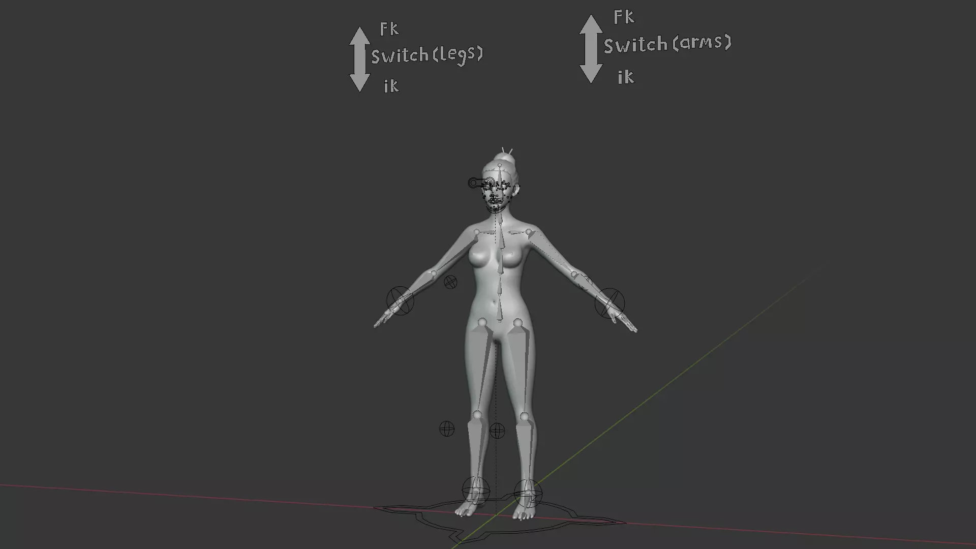 Stylized Human Body Base Mesh IK FK Face Rig Animation Ready Low-poly 3D model_53