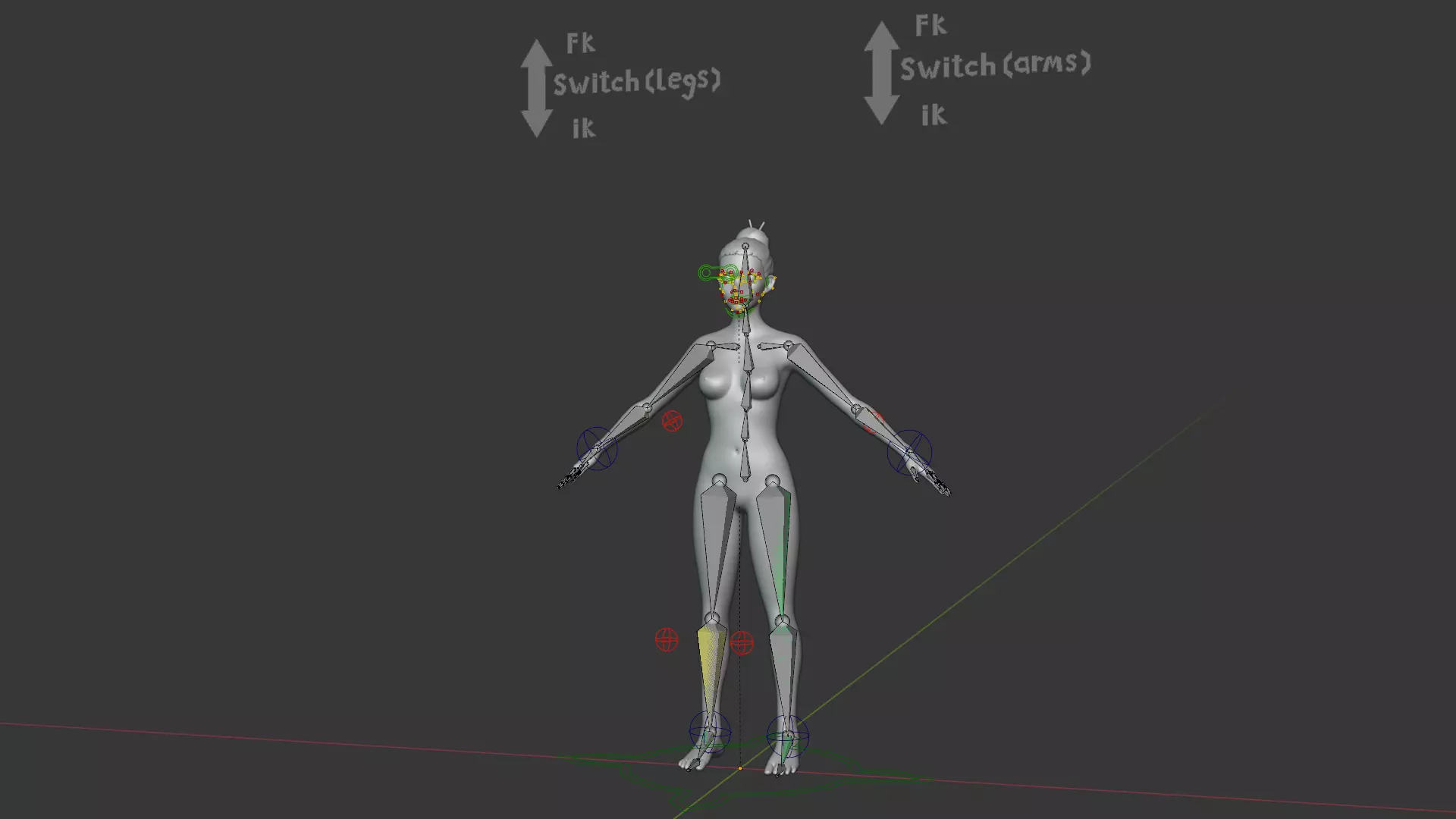 Stylized Human Body Base Mesh IK FK Face Rig Animation Ready Low-poly 3D model_54