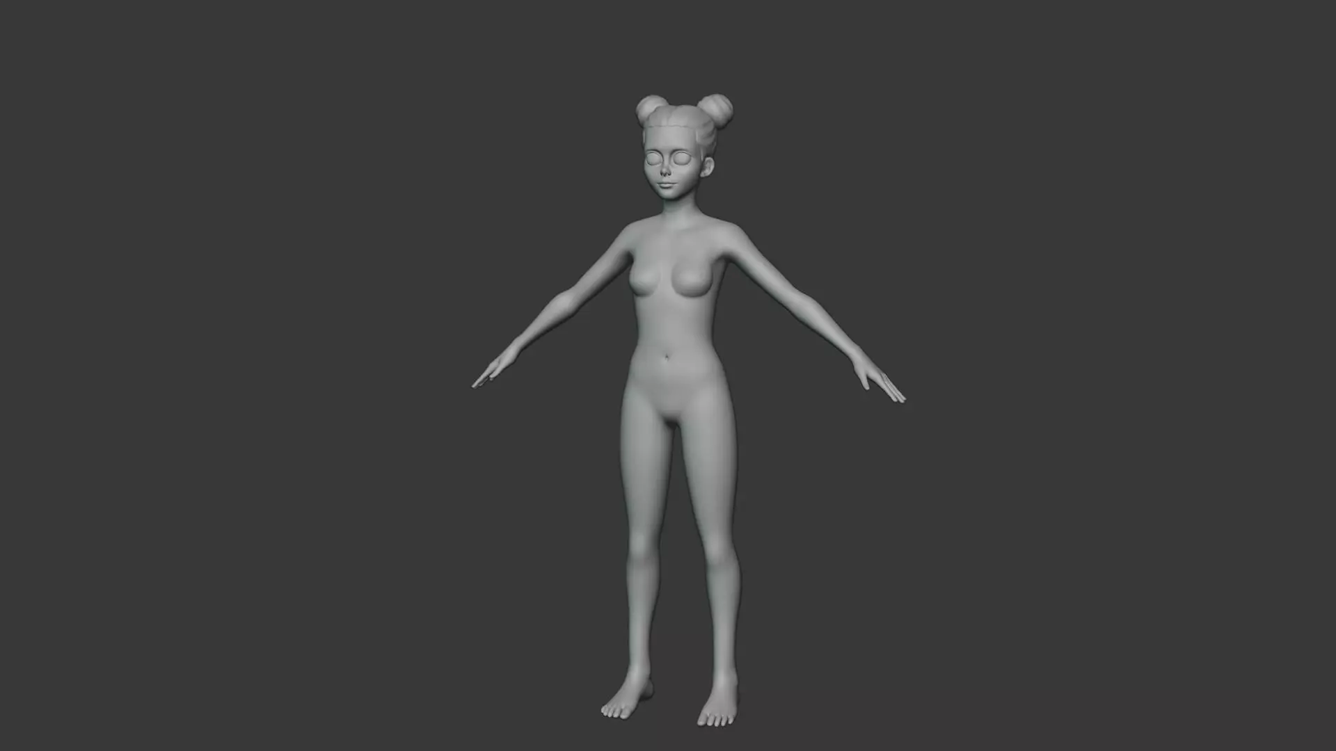 Stylized Human Body Base Mesh IK FK Face Rig Animation Ready Low-poly 3D model_91