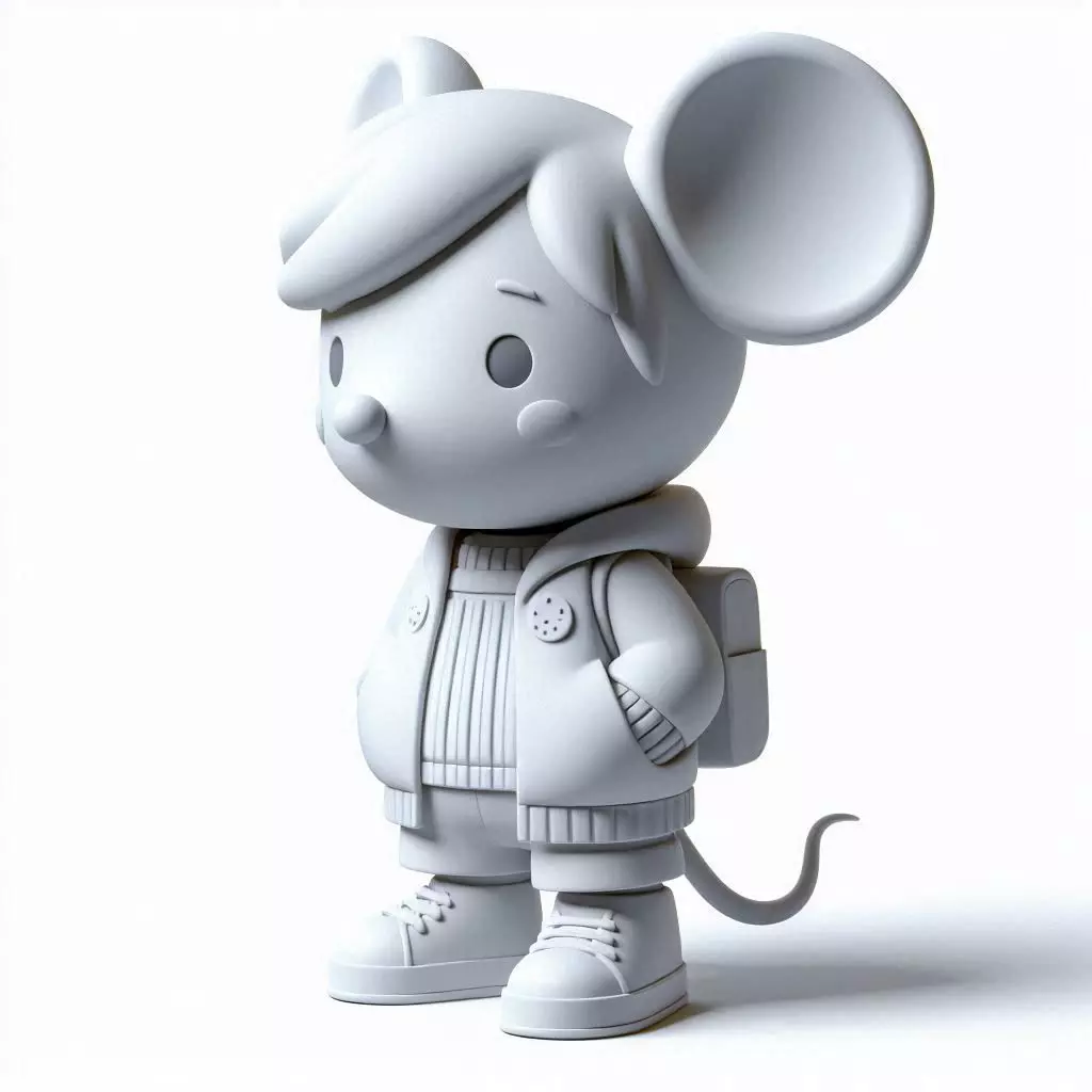 3D Printed Cute Mouse with School Bag Decorative Showpiece 3D print model