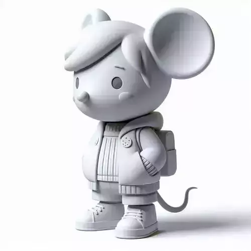 3D Printed Cute Mouse with School Bag Decorative Showpiece