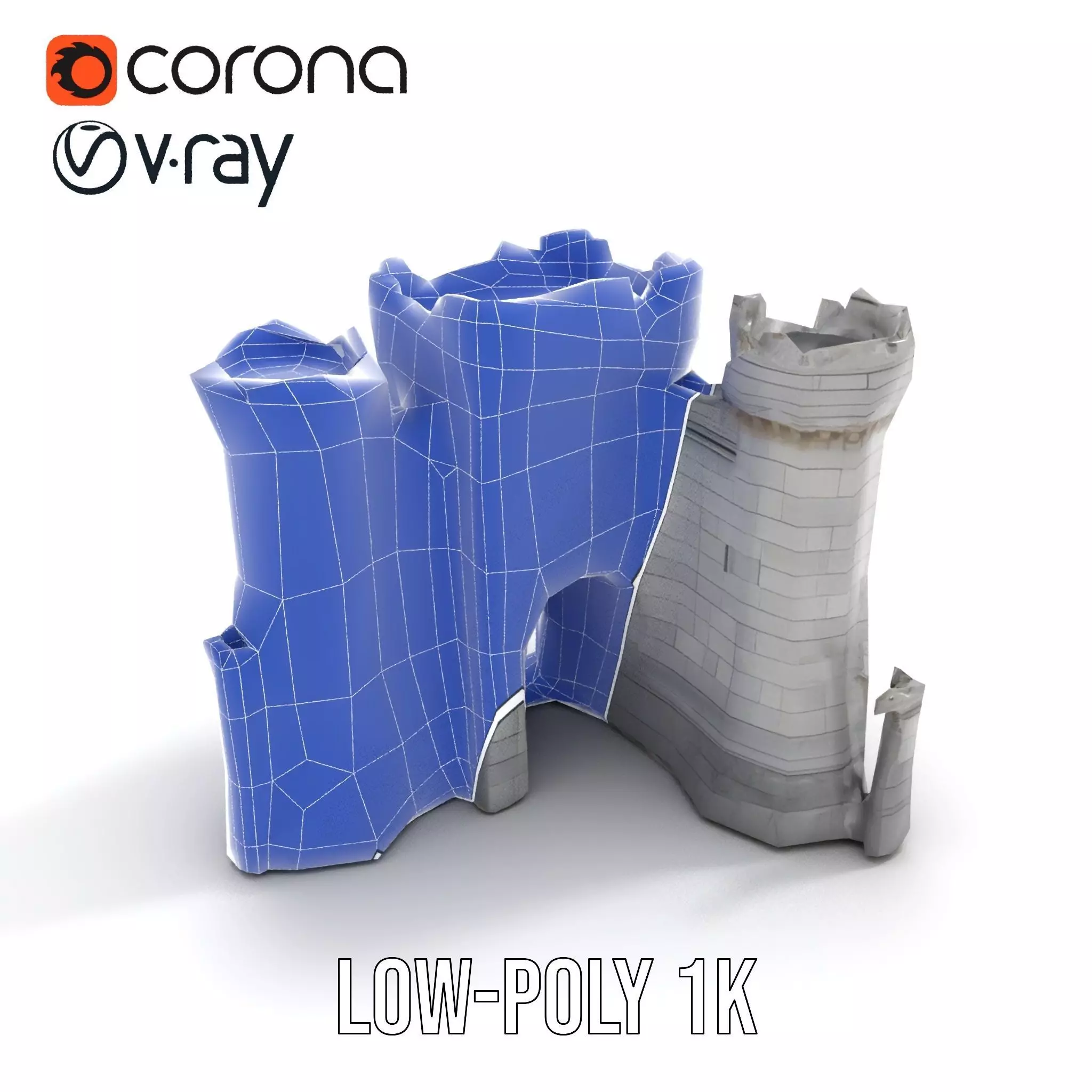 Medieval Stone Fortress model pack Low-poly 3D model_16