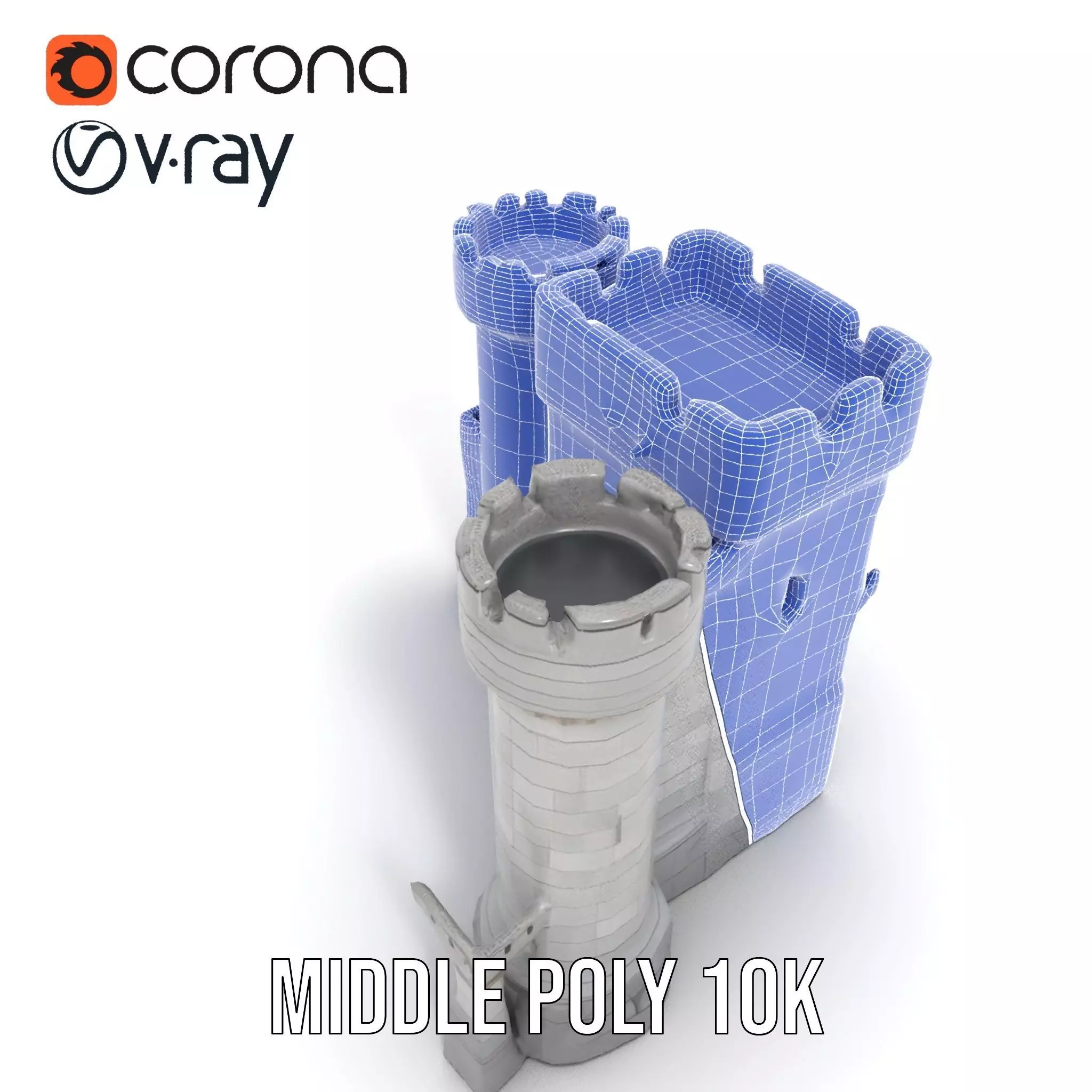 Medieval Stone Fortress model pack Low-poly 3D model_21