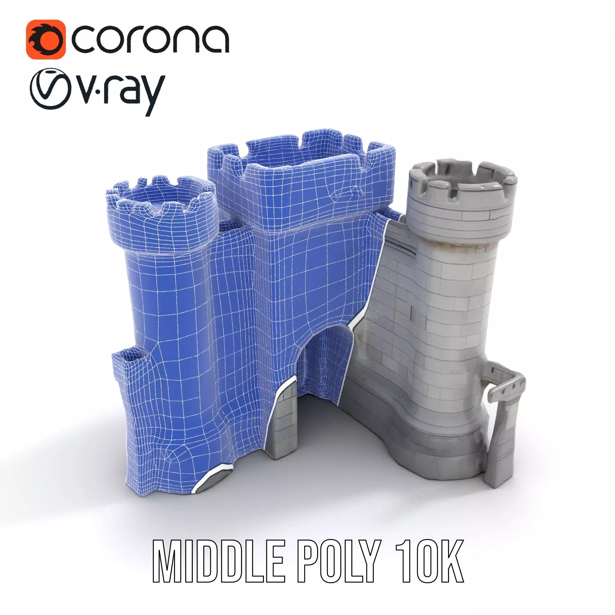 Medieval Stone Fortress model pack Low-poly 3D model_15