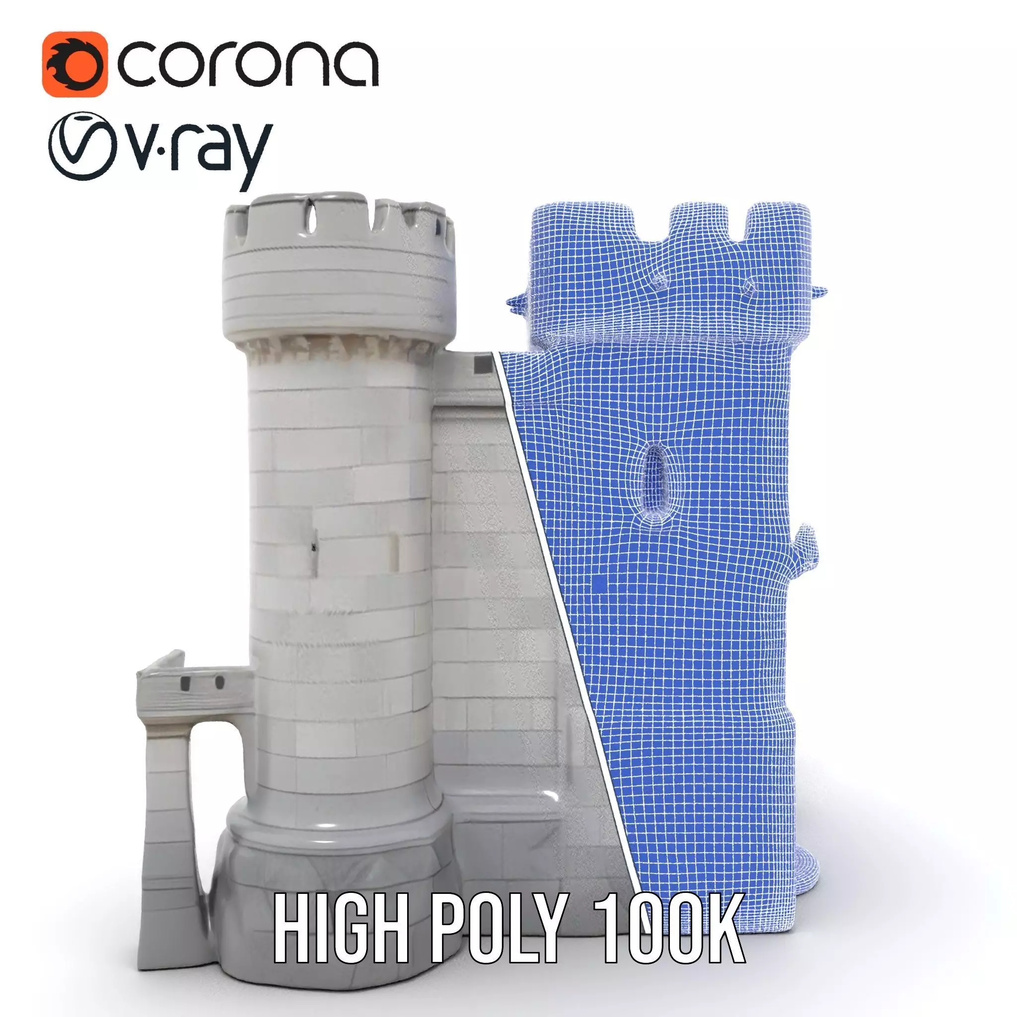 Medieval Stone Fortress model pack Low-poly 3D model_34