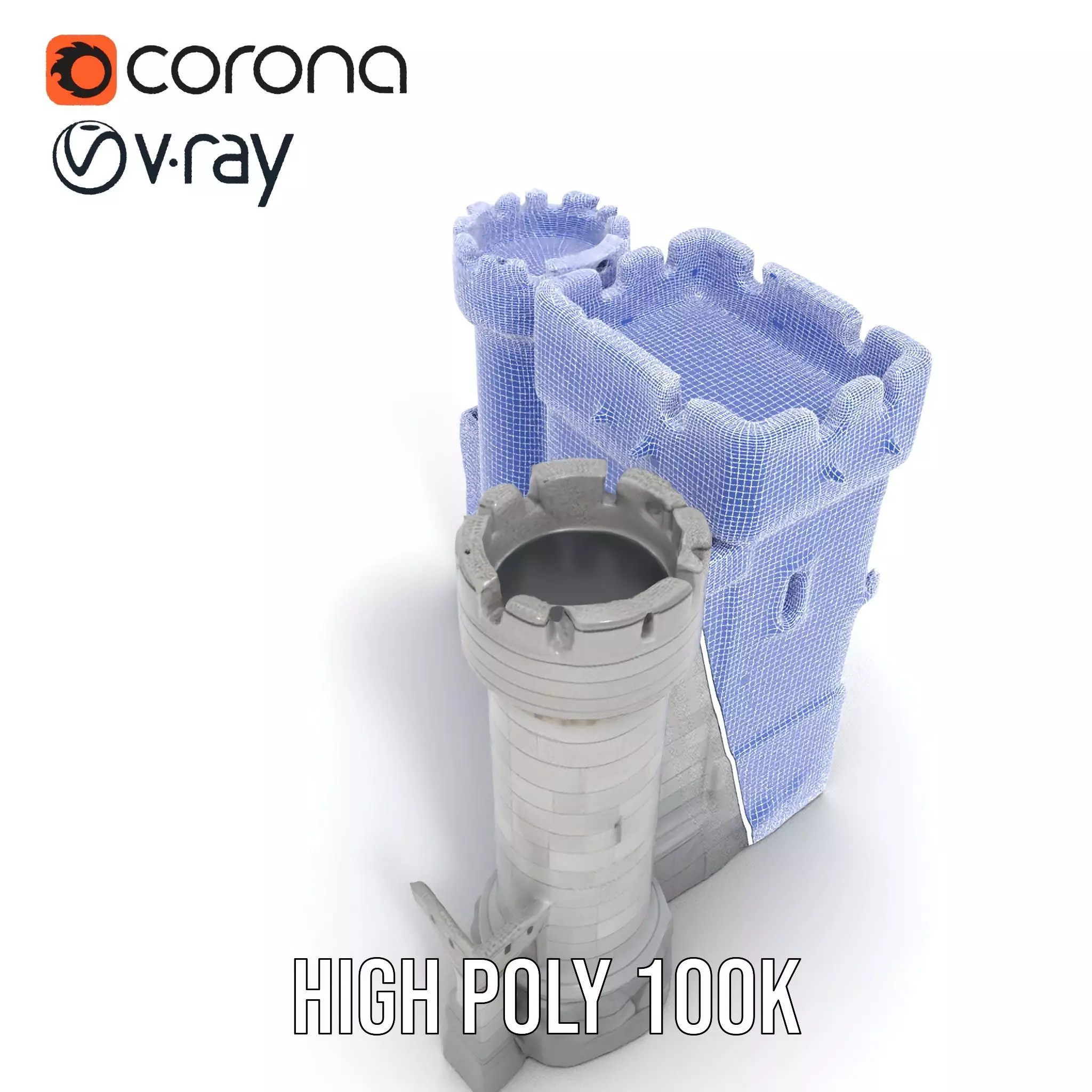 Medieval Stone Fortress model pack Low-poly 3D model_32