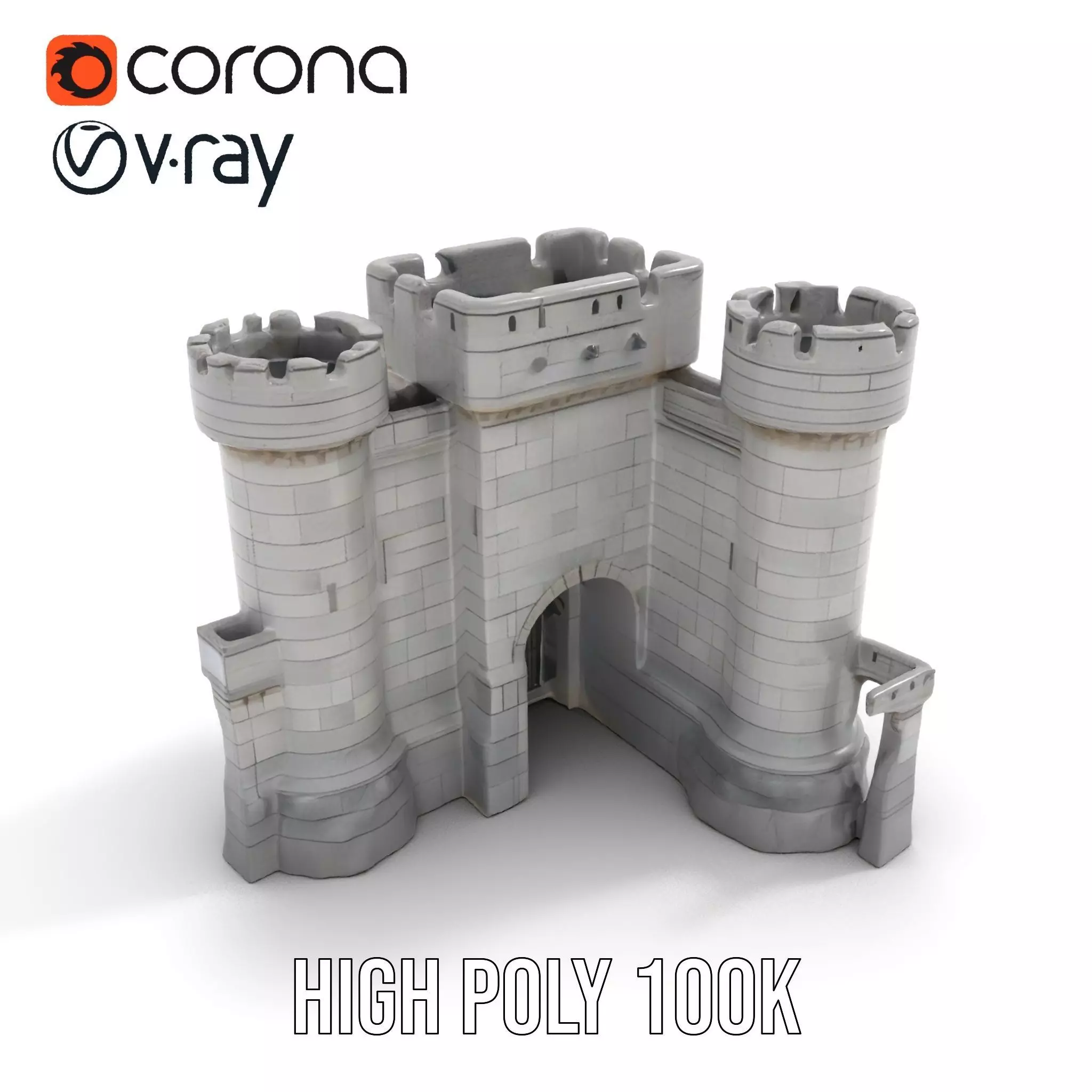 Medieval Stone Fortress model pack Low-poly 3D model_17