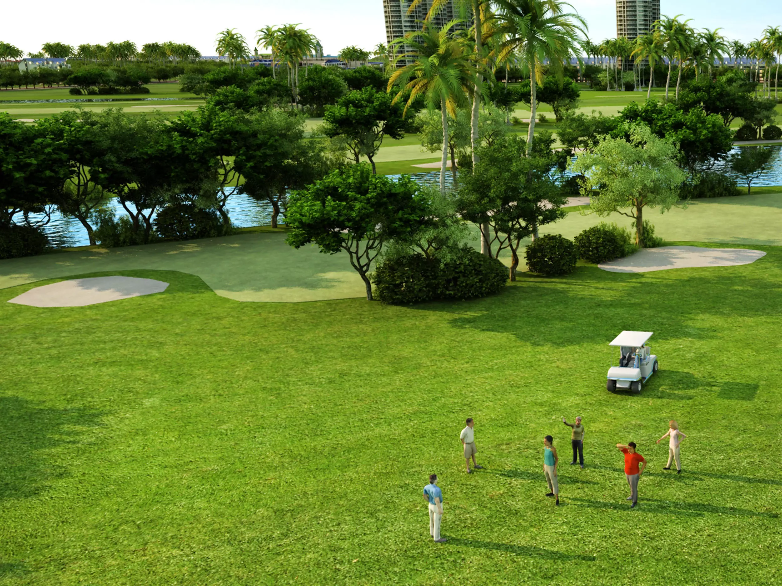 Golf course Low-poly 3D model_3