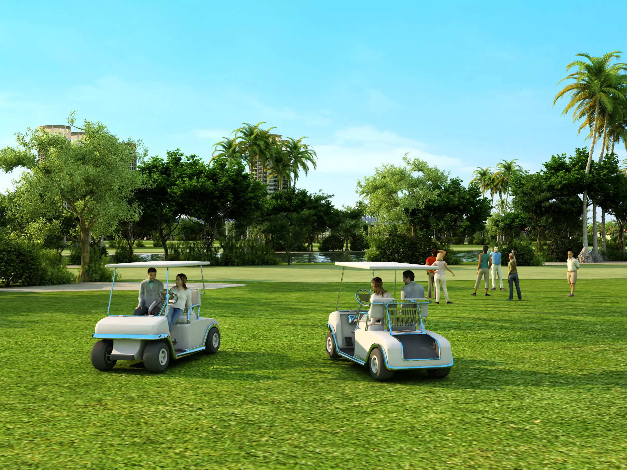 Golf course Low-poly 3D model_1